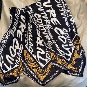 Versace Jeans Couture Black and Gold Scarf
